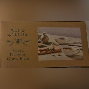 Bee & Willow Fall Foliage Gravy Boats Set - Cream